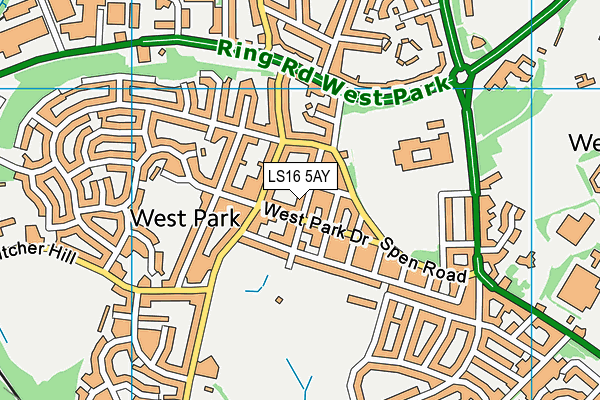 West Park Playing Fields map (LS16 5AY) - OS VectorMap District (Ordnance Survey)