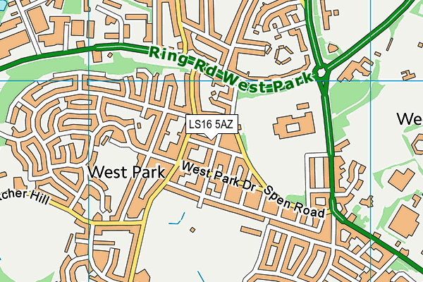 LS16 5AZ map - OS VectorMap District (Ordnance Survey)