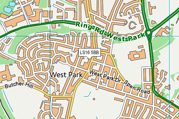 LS16 5BB map - OS VectorMap District (Ordnance Survey)