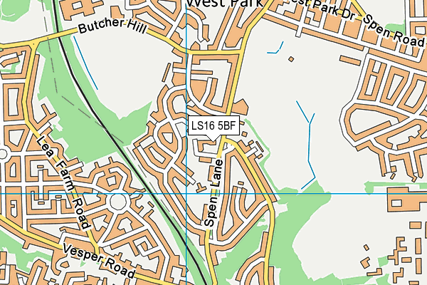 LS16 5BF map - OS VectorMap District (Ordnance Survey)