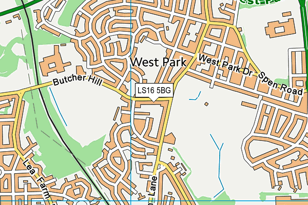 LS16 5BG map - OS VectorMap District (Ordnance Survey)