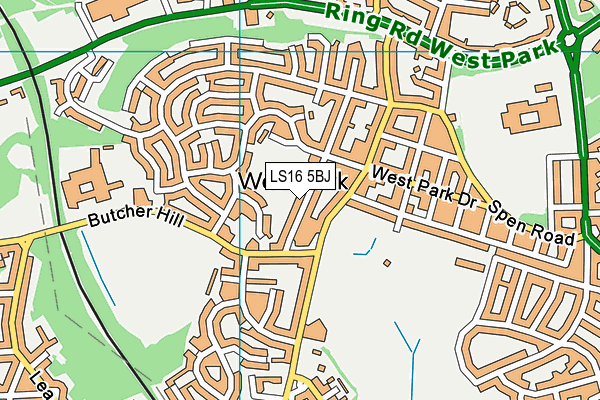 LS16 5BJ map - OS VectorMap District (Ordnance Survey)