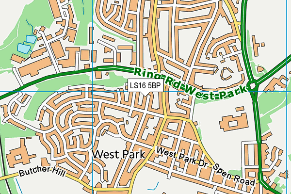 LS16 5BP map - OS VectorMap District (Ordnance Survey)