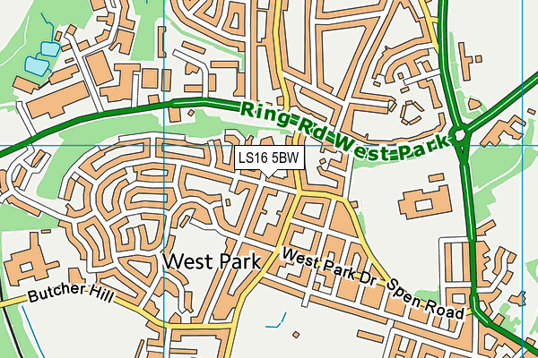 LS16 5BW map - OS VectorMap District (Ordnance Survey)