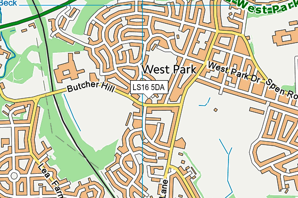 LS16 5DA map - OS VectorMap District (Ordnance Survey)
