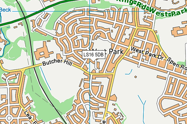 LS16 5DB map - OS VectorMap District (Ordnance Survey)