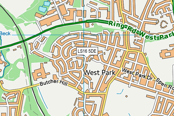 LS16 5DE map - OS VectorMap District (Ordnance Survey)