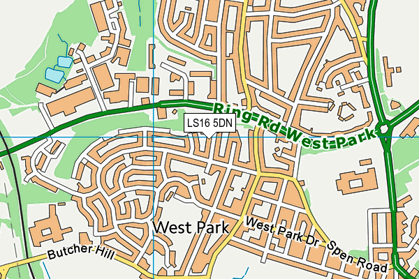 LS16 5DN map - OS VectorMap District (Ordnance Survey)