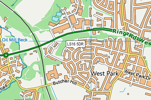 LS16 5DR map - OS VectorMap District (Ordnance Survey)