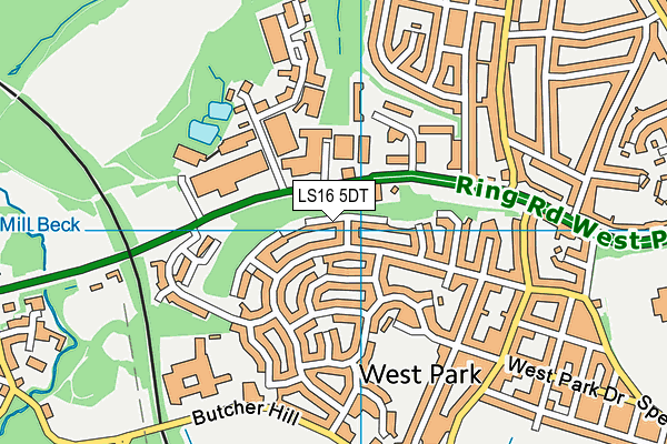 LS16 5DT map - OS VectorMap District (Ordnance Survey)