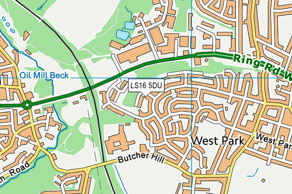 LS16 5DU map - OS VectorMap District (Ordnance Survey)