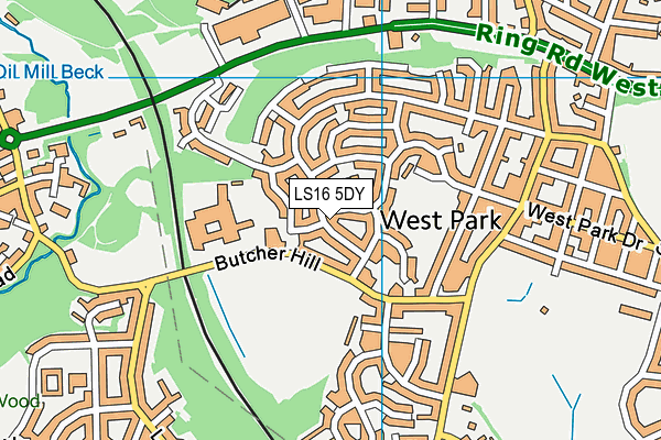 LS16 5DY map - OS VectorMap District (Ordnance Survey)