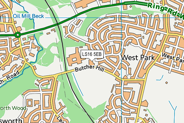 LS16 5EB map - OS VectorMap District (Ordnance Survey)