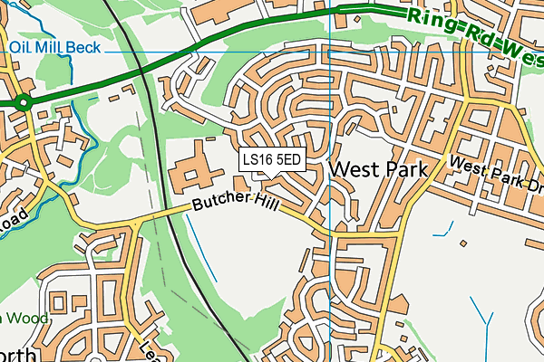 LS16 5ED map - OS VectorMap District (Ordnance Survey)