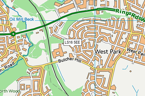 LS16 5EE map - OS VectorMap District (Ordnance Survey)