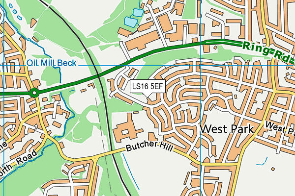 LS16 5EF map - OS VectorMap District (Ordnance Survey)