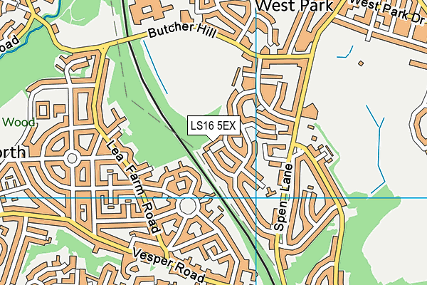 LS16 5EX map - OS VectorMap District (Ordnance Survey)