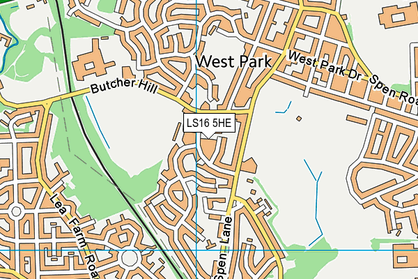LS16 5HE map - OS VectorMap District (Ordnance Survey)