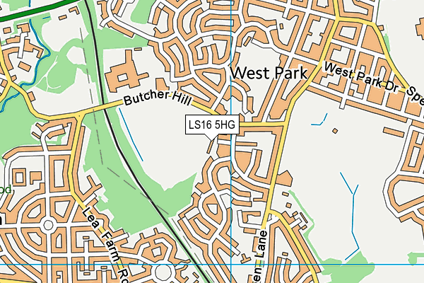 LS16 5HG map - OS VectorMap District (Ordnance Survey)