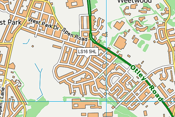 LS16 5HL map - OS VectorMap District (Ordnance Survey)