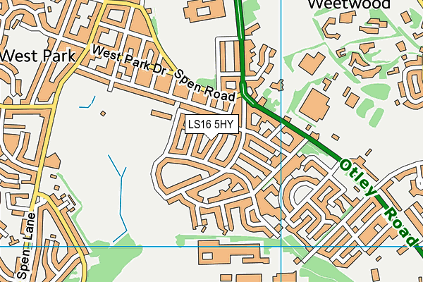 LS16 5HY map - OS VectorMap District (Ordnance Survey)