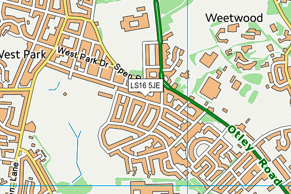 LS16 5JE map - OS VectorMap District (Ordnance Survey)