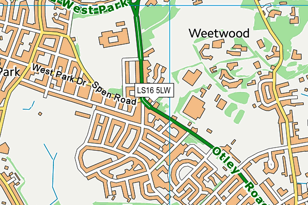 LS16 5LW map - OS VectorMap District (Ordnance Survey)