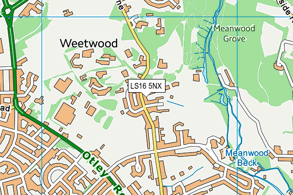 LS16 5NX map - OS VectorMap District (Ordnance Survey)
