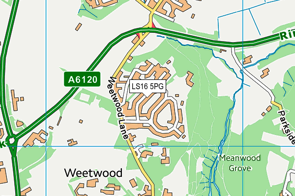 LS16 5PG map - OS VectorMap District (Ordnance Survey)