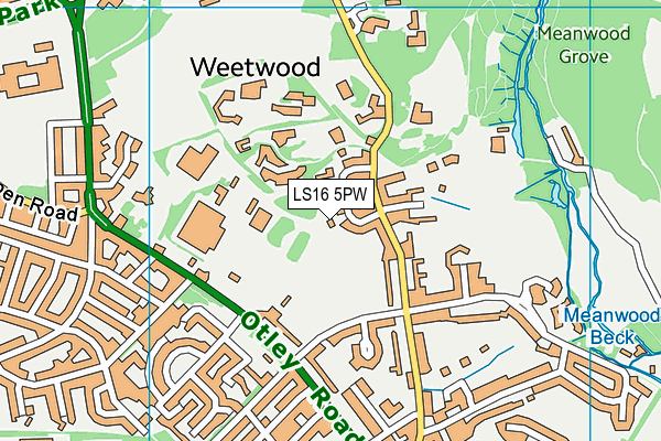 LS16 5PW map - OS VectorMap District (Ordnance Survey)