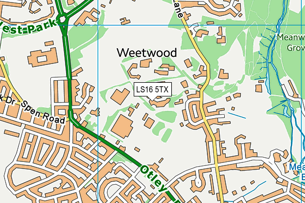 LS16 5TX map - OS VectorMap District (Ordnance Survey)
