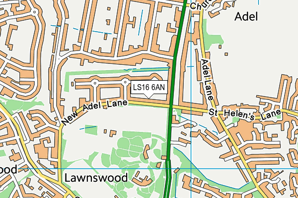 LS16 6AN map - OS VectorMap District (Ordnance Survey)