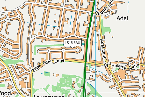 LS16 6AU map - OS VectorMap District (Ordnance Survey)