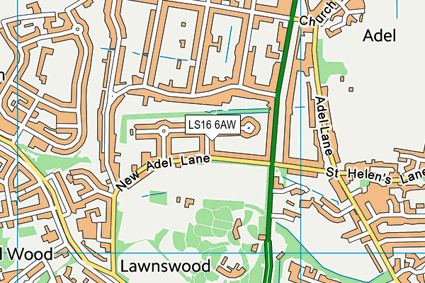 LS16 6AW map - OS VectorMap District (Ordnance Survey)