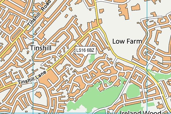 LS16 6BZ map - OS VectorMap District (Ordnance Survey)