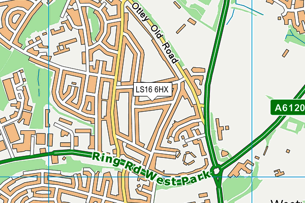 LS16 6HX map - OS VectorMap District (Ordnance Survey)