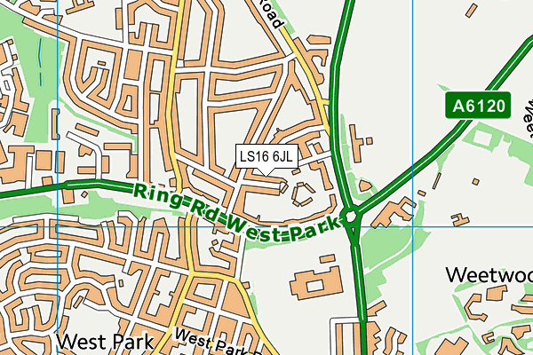 LS16 6JL map - OS VectorMap District (Ordnance Survey)