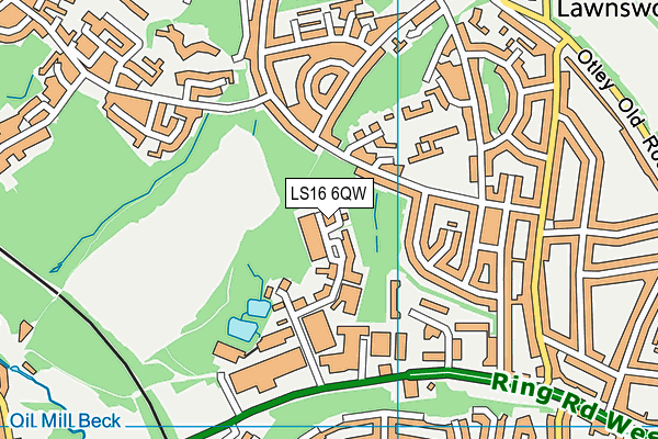 LS16 6QW map - OS VectorMap District (Ordnance Survey)