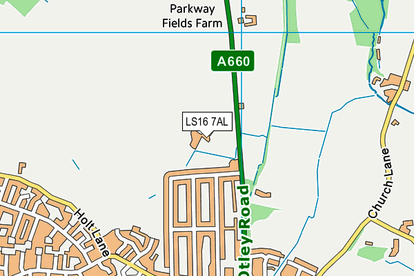 LS16 7AL map - OS VectorMap District (Ordnance Survey)