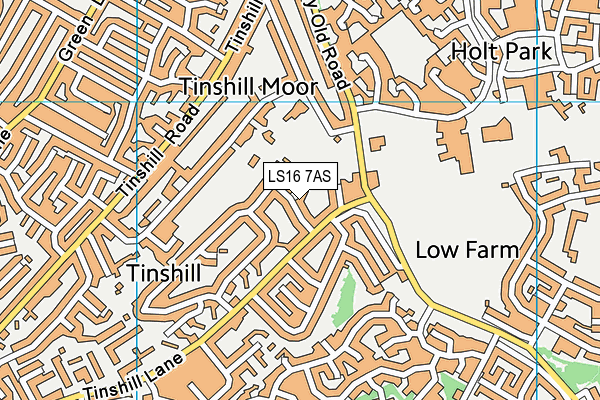 LS16 7AS map - OS VectorMap District (Ordnance Survey)