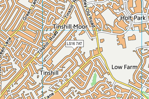 LS16 7AT map - OS VectorMap District (Ordnance Survey)