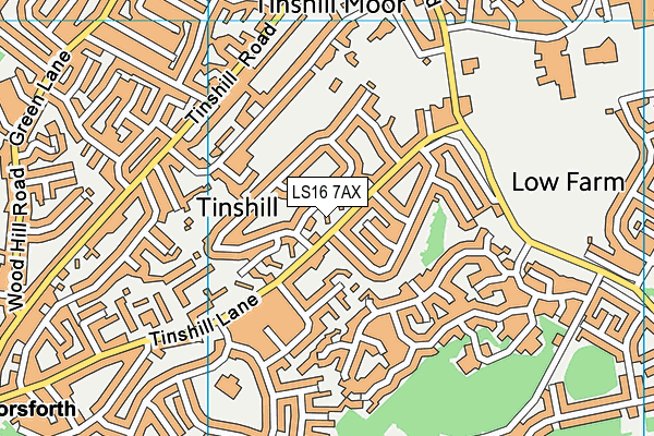 LS16 7AX map - OS VectorMap District (Ordnance Survey)