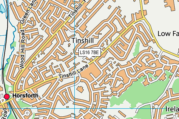 LS16 7BE map - OS VectorMap District (Ordnance Survey)