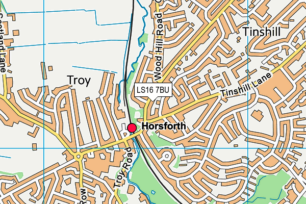 LS16 7BU map - OS VectorMap District (Ordnance Survey)