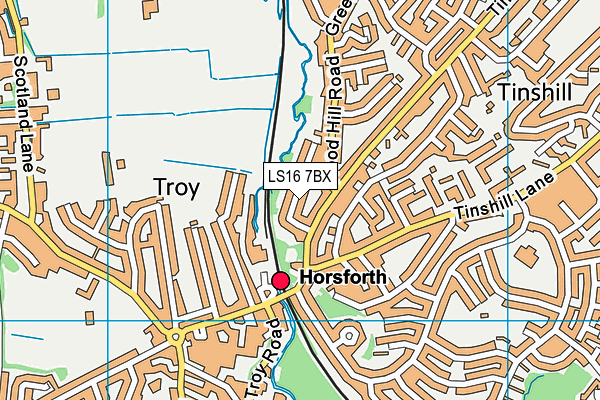 LS16 7BX map - OS VectorMap District (Ordnance Survey)