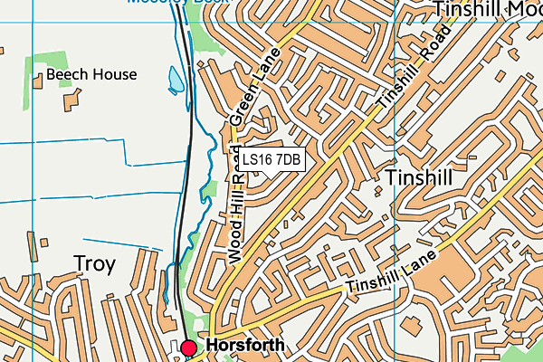 LS16 7DB map - OS VectorMap District (Ordnance Survey)