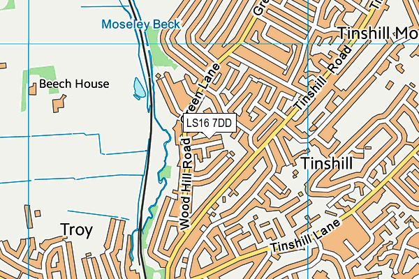 LS16 7DD map - OS VectorMap District (Ordnance Survey)