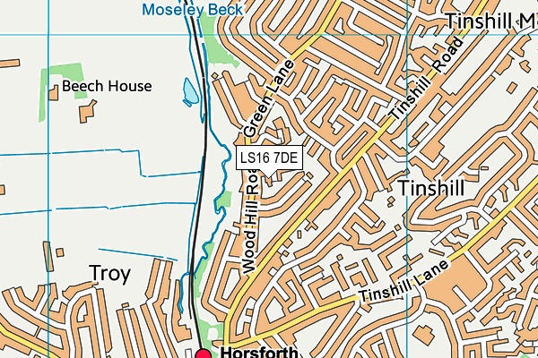 LS16 7DE map - OS VectorMap District (Ordnance Survey)