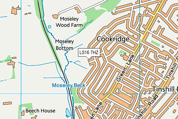 LS16 7HZ map - OS VectorMap District (Ordnance Survey)