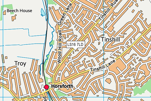 LS16 7LD map - OS VectorMap District (Ordnance Survey)